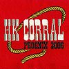 HK CORRAL logo on red tote