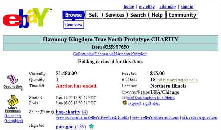 eBay True North Auction screen capture